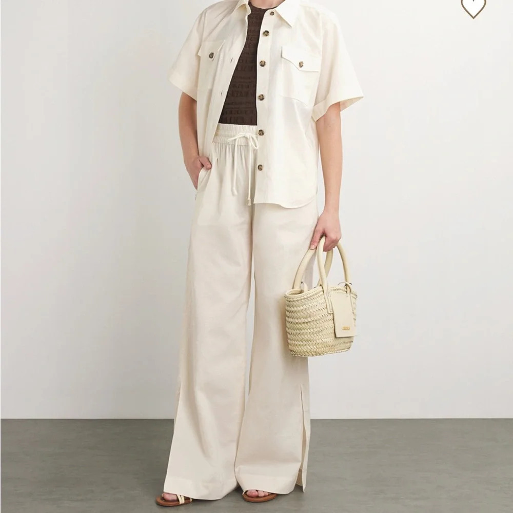 FRAME NEW
Cotton-Linen-Blend Wide-Leg Trousers - Picture 3 of 9